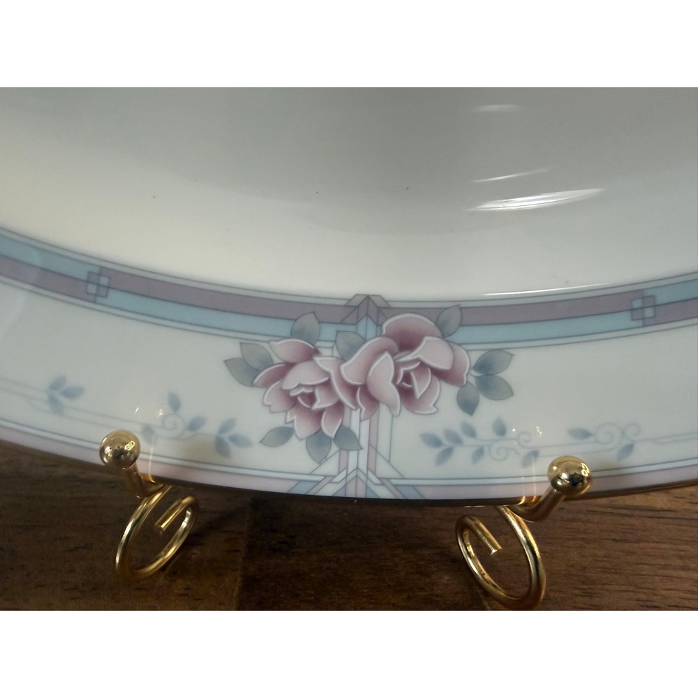 Noritake Magnificence Oval Serving Platter Bone China Japan Pink Roses Gold Trim - Picture 4 of 12